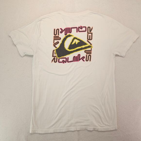 Quiksilver Crew Neck Short Sleeve Graphic T Shirt Mens Size Large L White - Picture 9 of 9